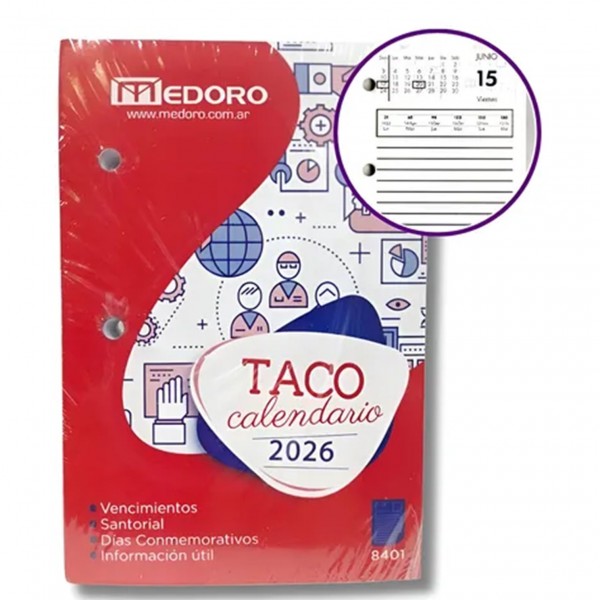 TACO CALENDARIO 2026 MEDORO