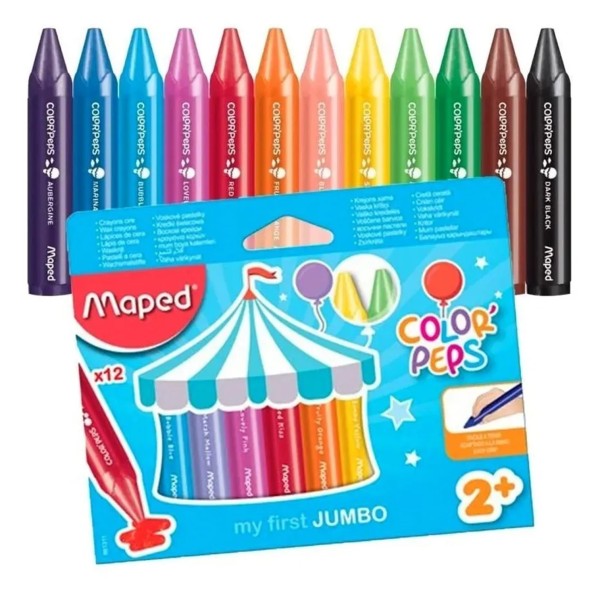 CRAYONES WAX JUMBO MAPED X 12