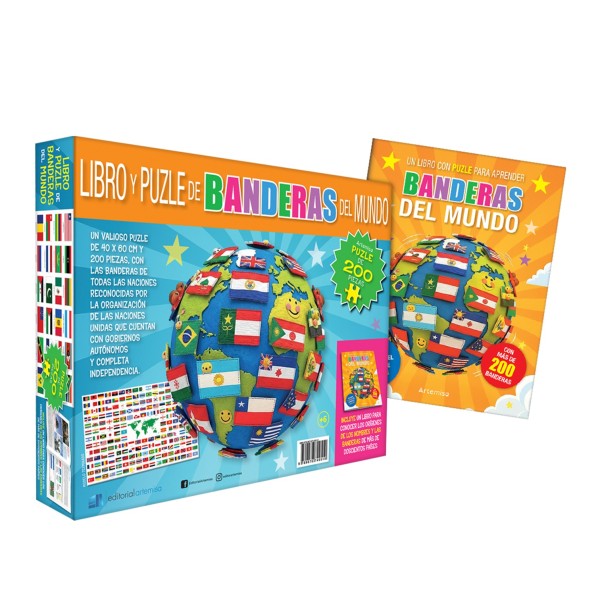 LIBRO Y PUZLE BANDERAS MUNDO