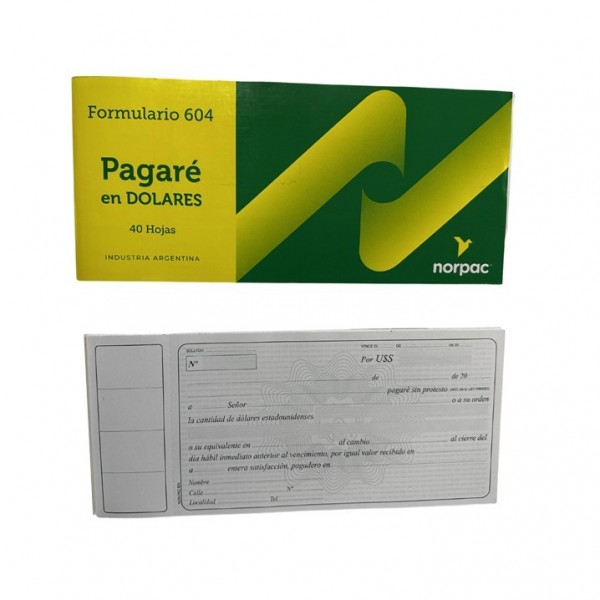 TALONARIO PAGARE EN DOLARES...