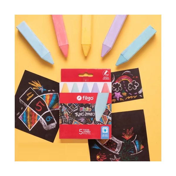 TIZAS JUMBO PASTEL FILGO X 5