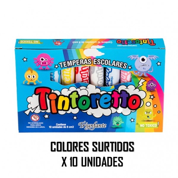 CAJA DE TEMPERAS 8ML X 10...